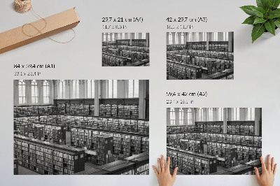 Decorative canvas print Classic library with wooden shelves