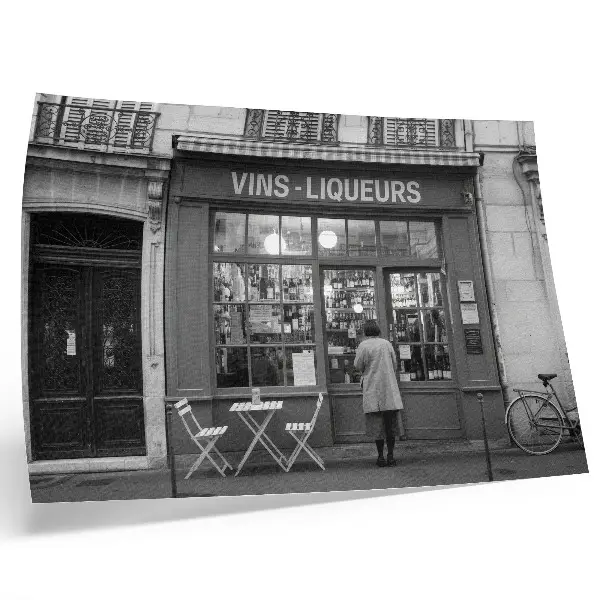 Poster stylish old town facade in black and white