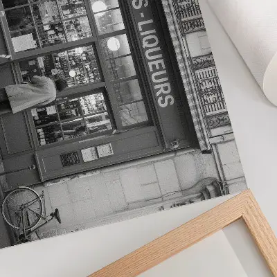 Poster stylish old town facade in black and white