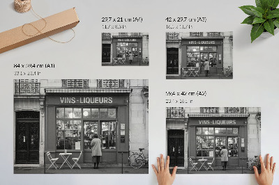 Poster Stylish facade, old town atmosphere, black and white