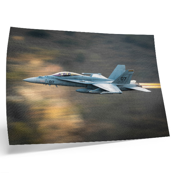 Decorative canvas print A modern fighter in dynamic flight