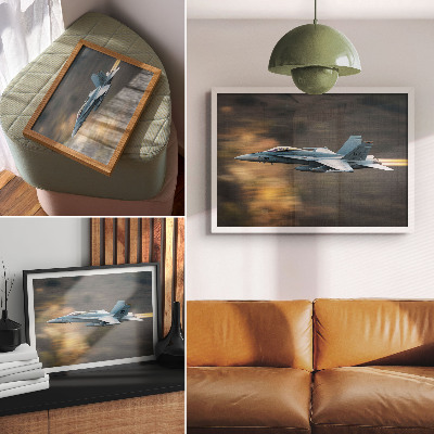 Decorative canvas print A modern fighter in dynamic flight
