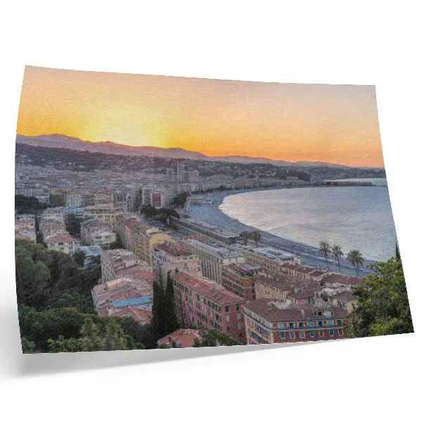 Photo canvas city view at sunset over the sea