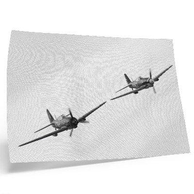 Decorative canvas print Black and white historical aircraft in flight dynamics