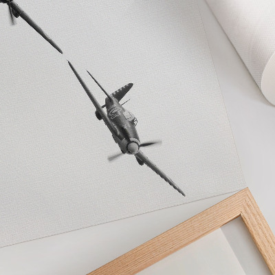 Decorative canvas print Black and white historical aircraft in flight dynamics