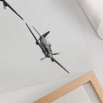 Decorative canvas print featuring black and white historical aircraft in flight