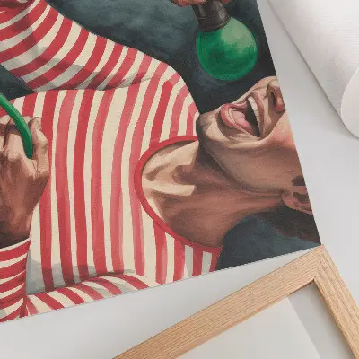 Photo canvas with red striped shirt and green microphone print