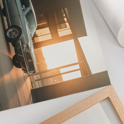 Poster A classic car with an architectural backdrop