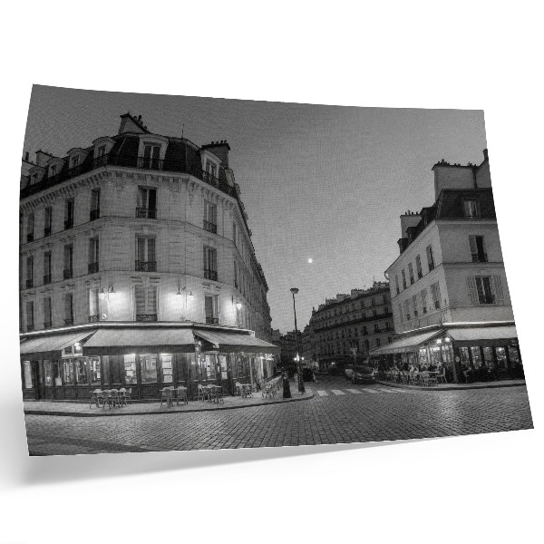 Photo canvas Black and white buildings cafes night elegance