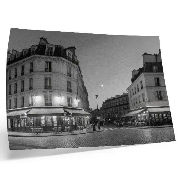 Photo canvas black and white night cityscape with cafes