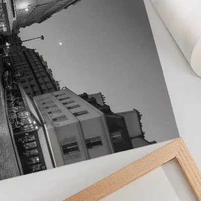 Photo canvas black and white night cityscape with cafes
