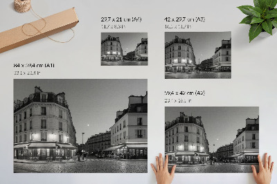 Photo canvas Black and white buildings cafes night elegance