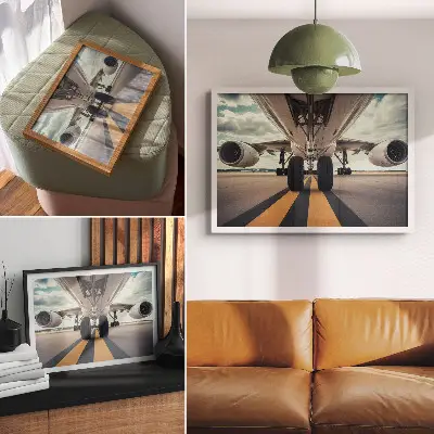 Photo canvas airplane landing gear in the sky