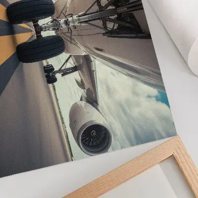 Photo canvas airplane landing gear in the sky
