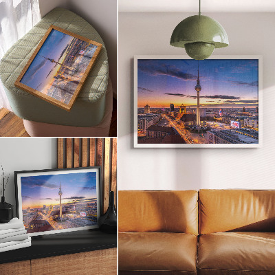 Photo canvas The city in the evening with amazing sunset colors