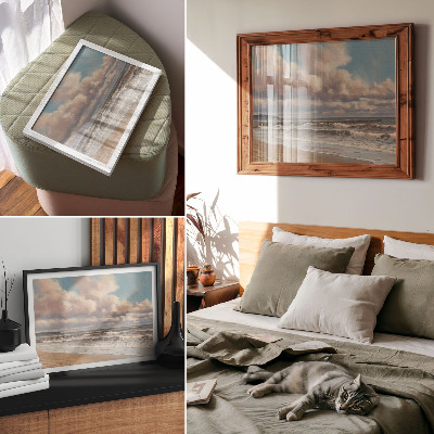 Decorative canvas print Calm sea pastel clouds beach