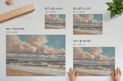 Decorative canvas print Calm sea pastel clouds beach