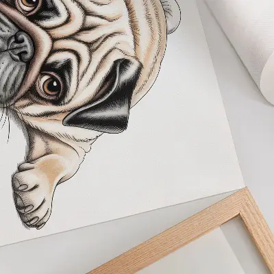 Dog illustration poster with a cozy aesthetic and warm color palette