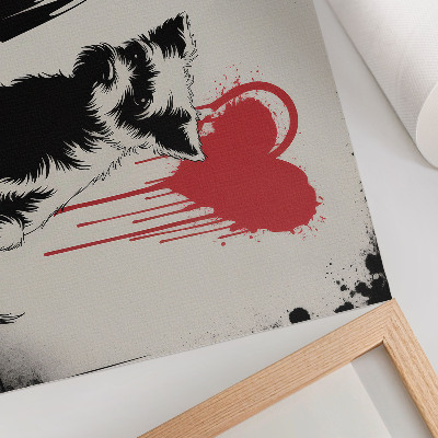 Decorative canvas print Monochrome girl dog heart