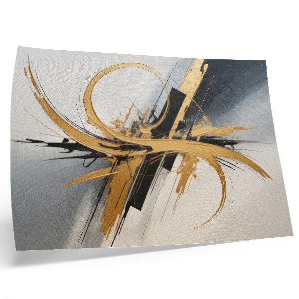 Poster Beige and black lines dynamic pattern