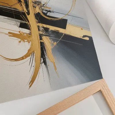 Poster beige and black dynamic line pattern