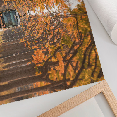 Photo canvas Autumn tunnel with a tram in the middle