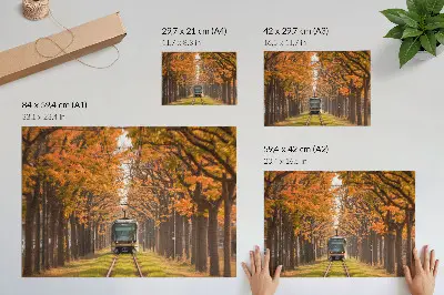 Photo canvas autumn tunnel with a tram