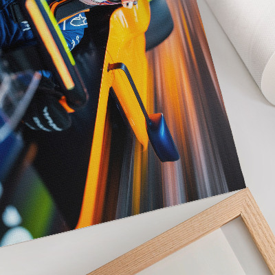 Decorative canvas print A driver in a racing car full of speed and energy