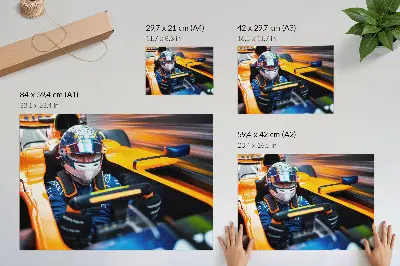 Decorative canvas print a racing car driver capturing speed and energy