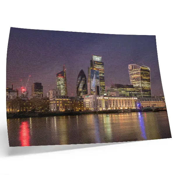Photo canvas modern skyscrapers with reflecting city lights at night