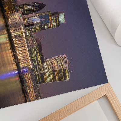 Photo canvas Modern skyscrapers, reflections of lights, sky