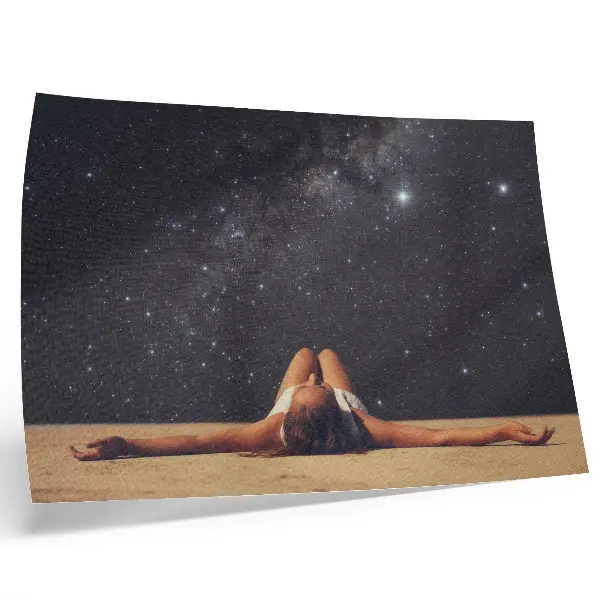 Decorative canvas print surreal figure under a starry sky