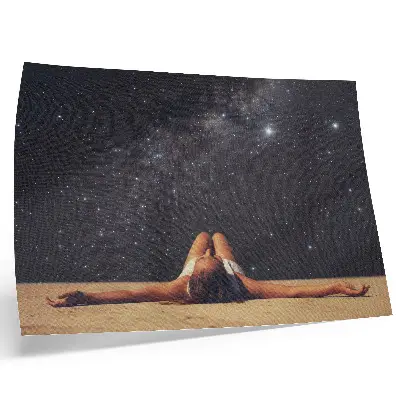 Decorative canvas print surreal figure under a starry sky