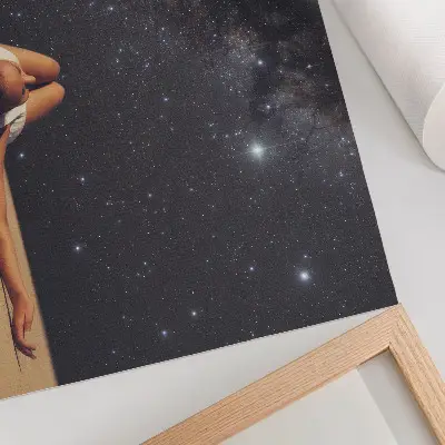 Decorative canvas print surreal figure under a starry sky