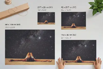 Decorative canvas print surreal figure under a starry sky