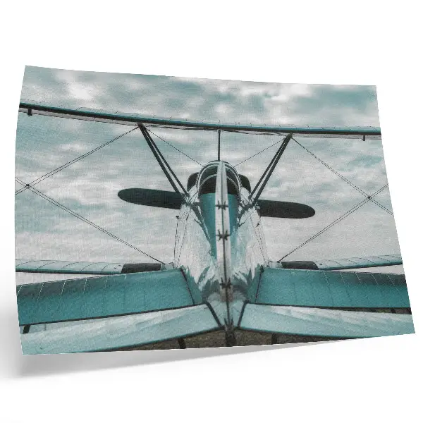 Biplane poster front view with industrial elegance