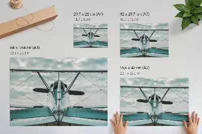 Biplane poster front view with industrial elegance