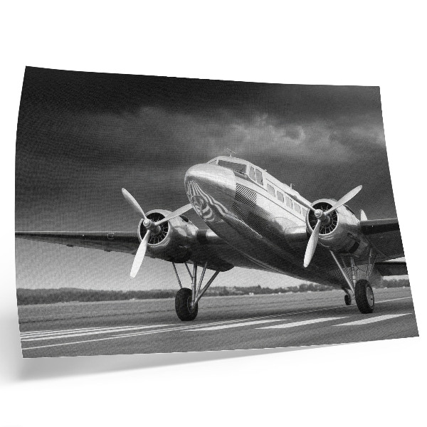 Decorative canvas print Old plane in monochrome colors