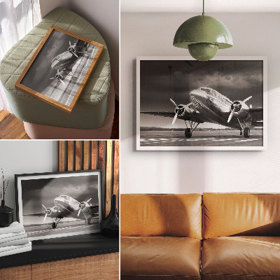 Decorative canvas print Old plane in monochrome colors