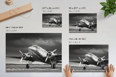 Decorative canvas print Old plane in monochrome colors