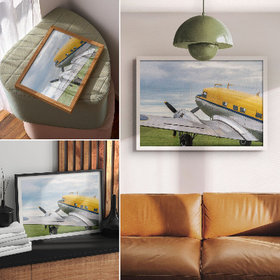 Decorative canvas print Stylish classic yellow, gray and blue plane