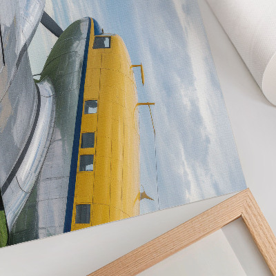 Decorative canvas print Stylish classic yellow, gray and blue plane