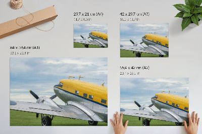 Decorative canvas print Stylish classic yellow, gray and blue plane