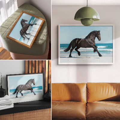 Poster Horse galloping coast blue sky