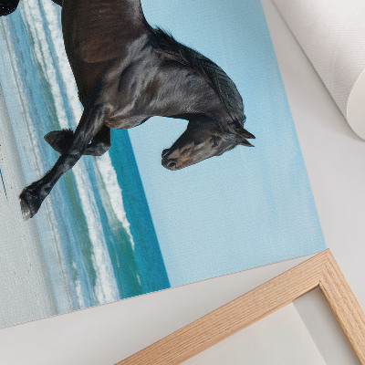 Poster Horse galloping coast blue sky