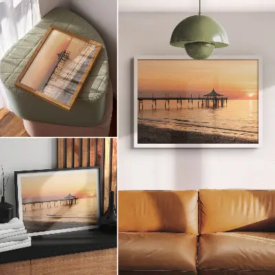 Decorative canvas print sunset over the water with a charming view
