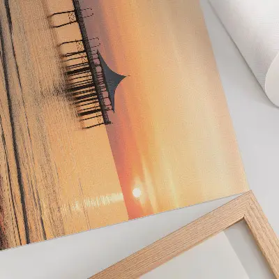 Decorative canvas print sunset over the water with a charming view