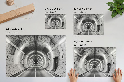 Poster Symmetrical black and white tunnel with arches