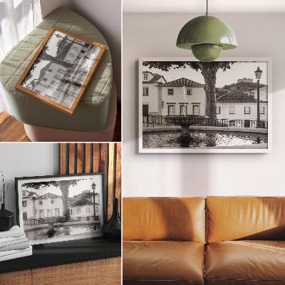 Photo canvas Black and white fountain classic buildings castle