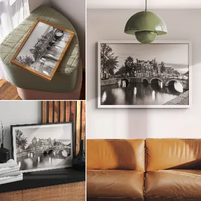 Decorative canvas print featuring elegant bridges and classic canal architecture
